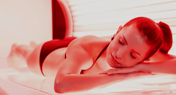 Red Light Therapy Devices|A therapy room featuring Red Light Therapy Devices showcases a single bed under a glowing red light panel