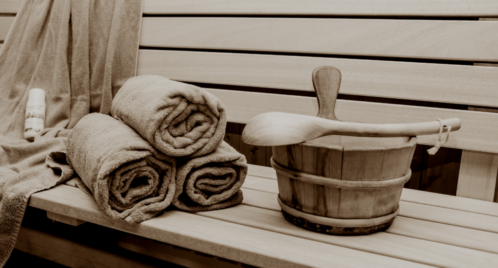 sauna with towels