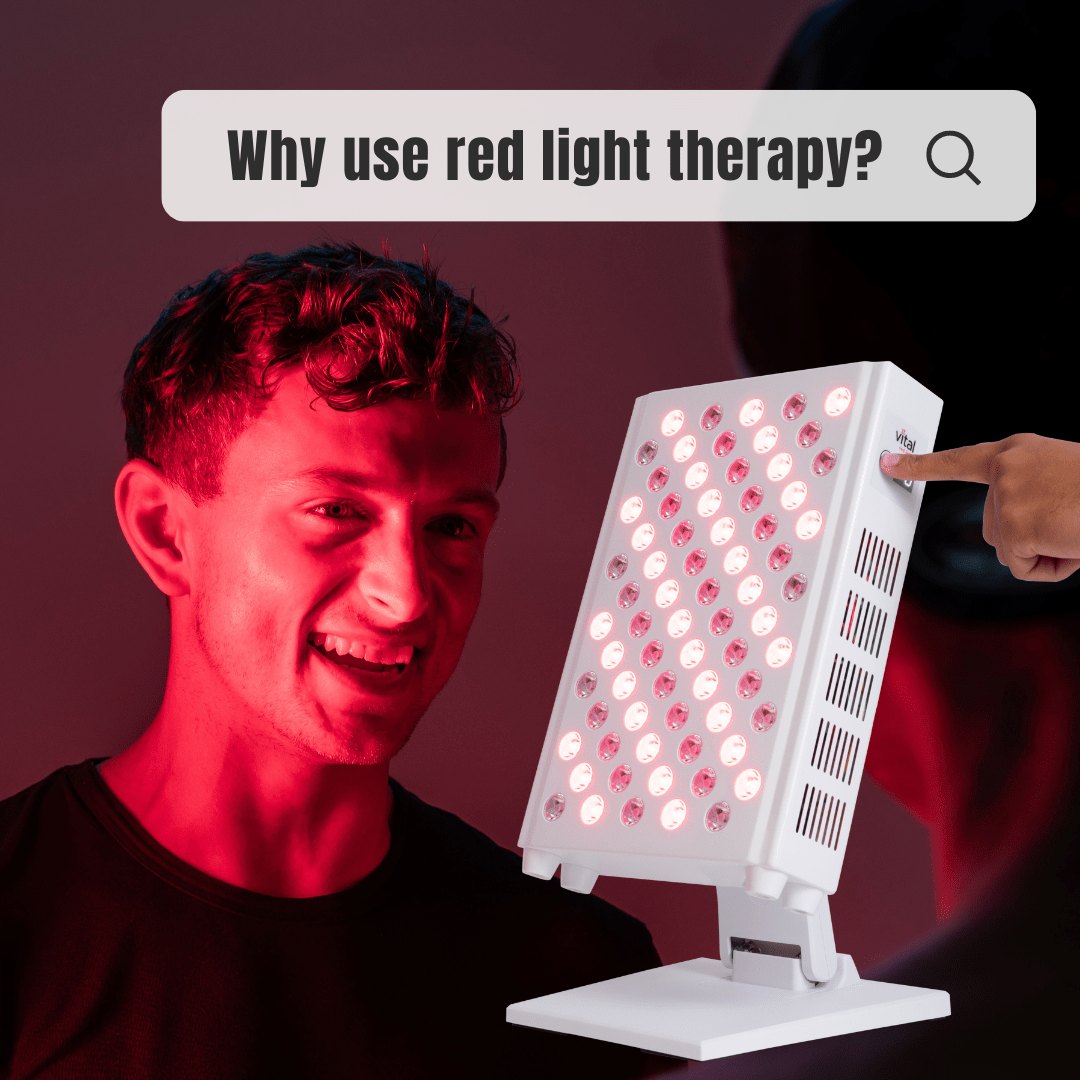 Guy with red light therapy